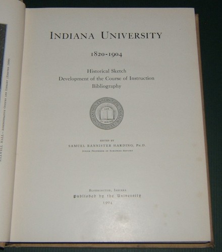 Indiana university 1820 1904 - indiana, 1820-1904